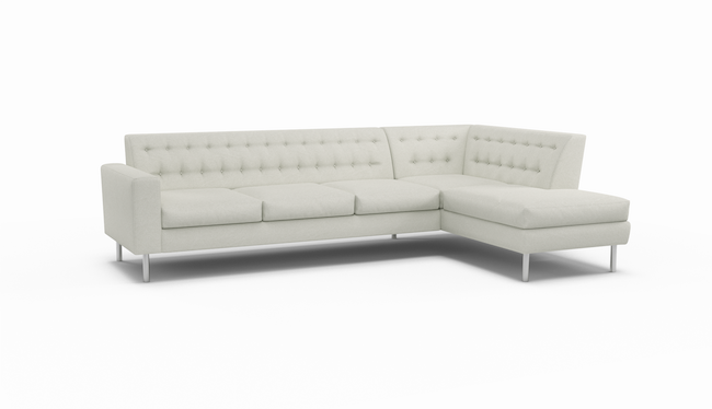 Le Jace HydroRepel | Miami Sand | Water Resistant | Sectional Right Bumper Sofa | 124" x 80" | CertiPUR-US Premium Foam | STYLNN®️ - STYLNN®