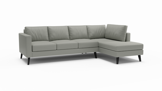 Wilfred | Leather | Sectional Right Sofa Bumper | 124" x 80" | CertiPUR-US Premium Foam | STYLNN®️ - STYLNN®
